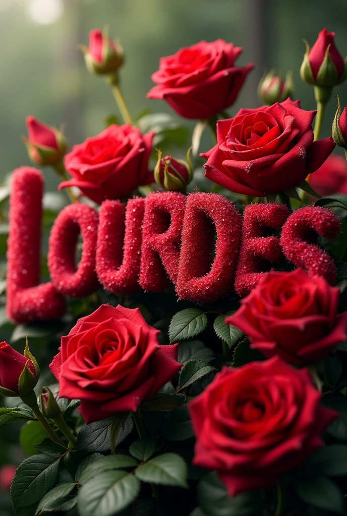 Create roses that form the name Lourdes