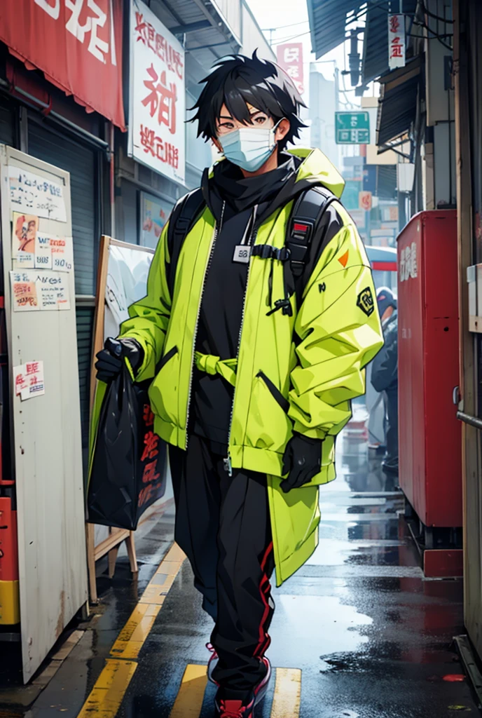 Male anime character wearing air mask, holding a sign written "WEEB ZONE"