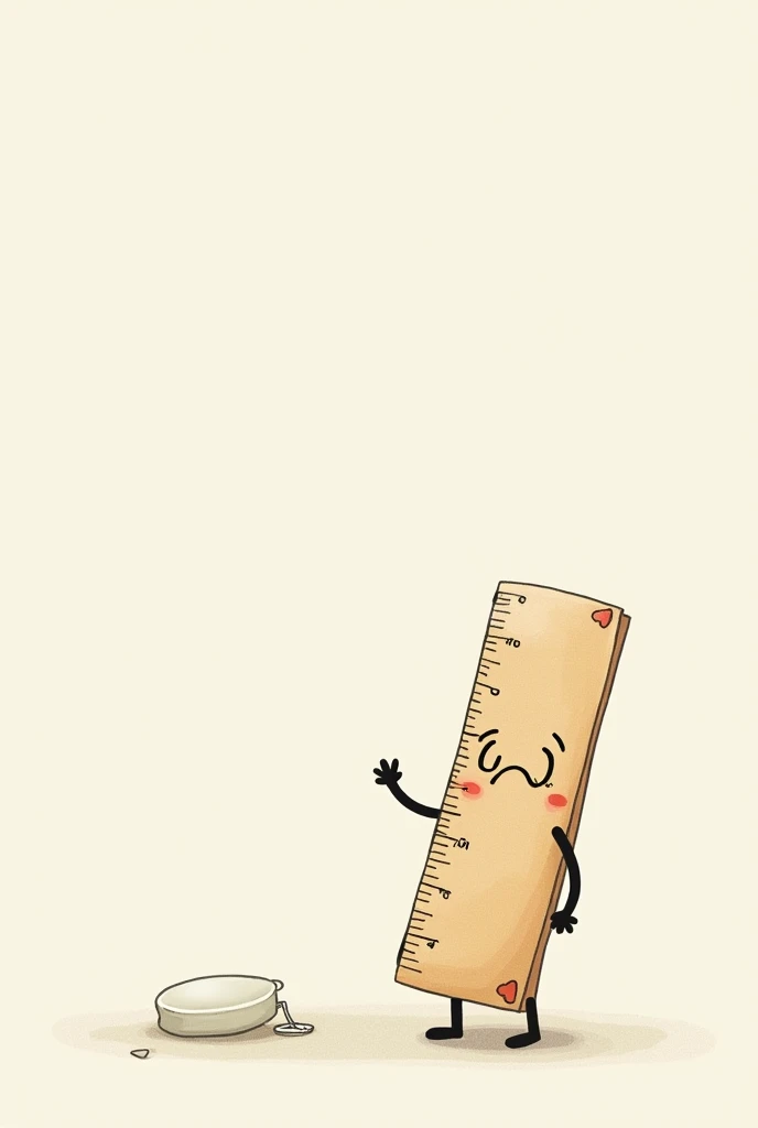 Make a WhatsApp sticker of a sad but not worried animated stationery ruler