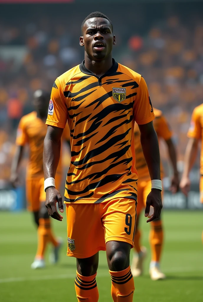 10 designs of soccer shirts with shorts that do not include yellow or green colors with tiger stripes design