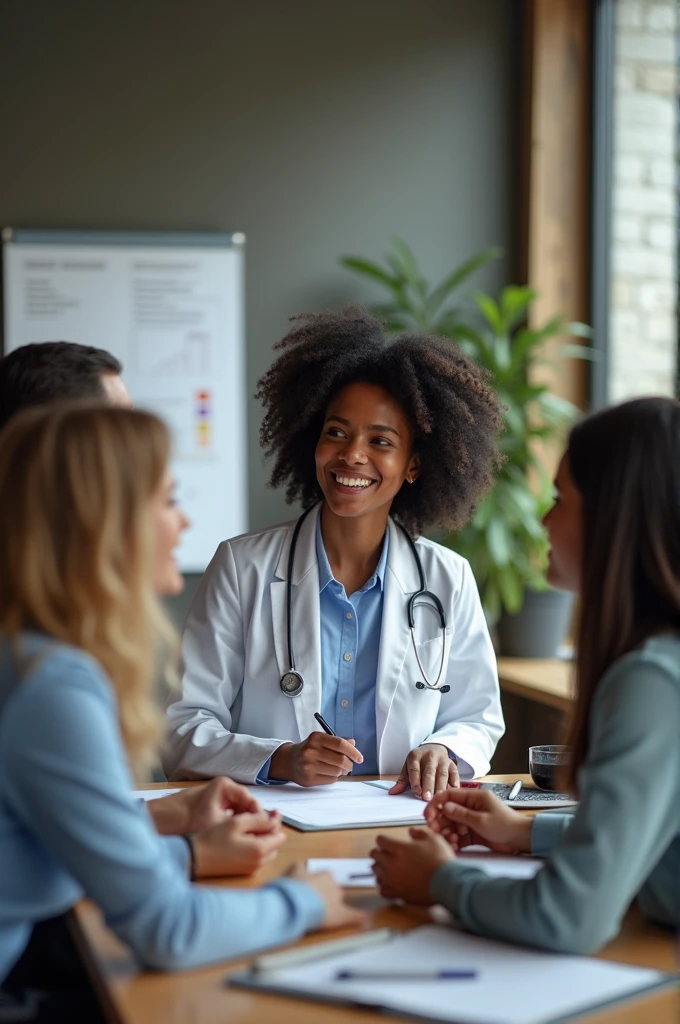 Social worker working with various professionals 