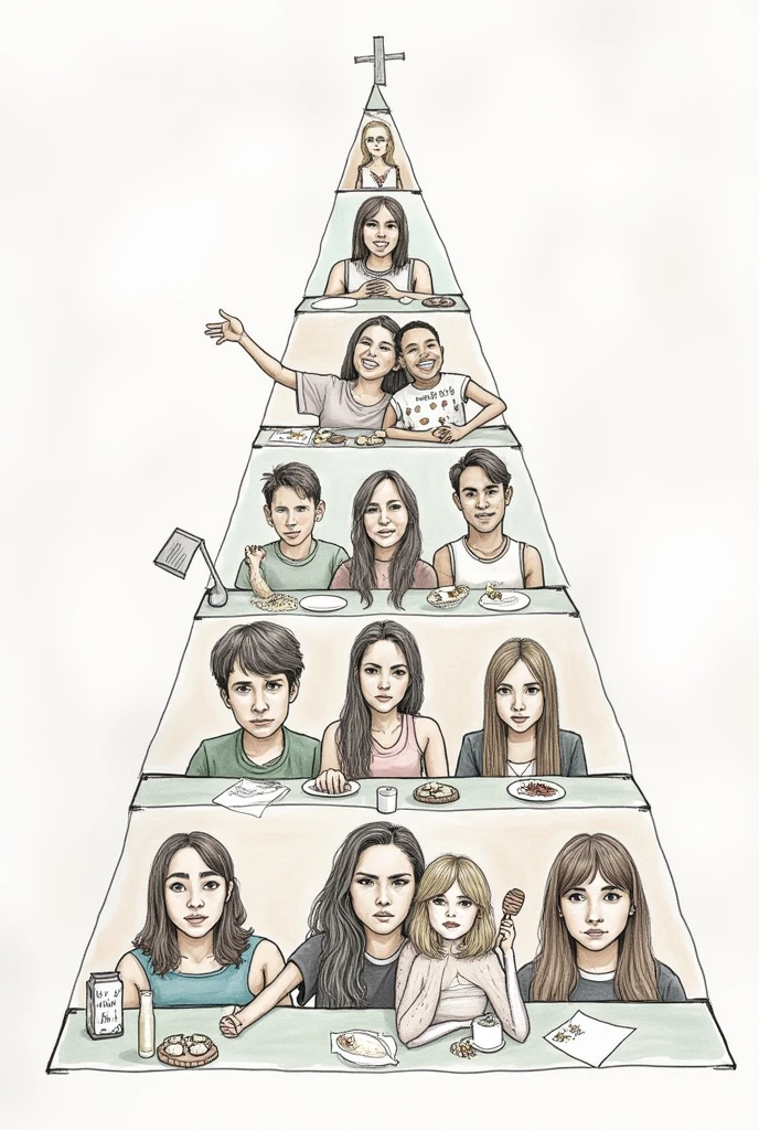 A Maslow pyramid with only drawings that are on the internet