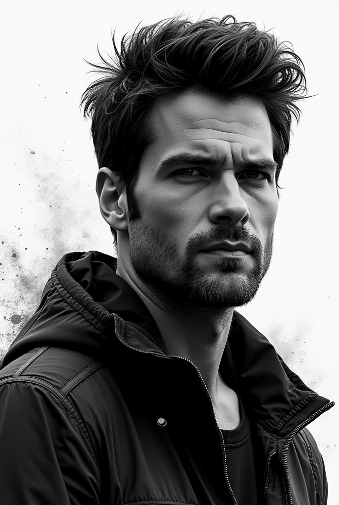 Outline in black an image of Ian Bohen playing Teen Wolf