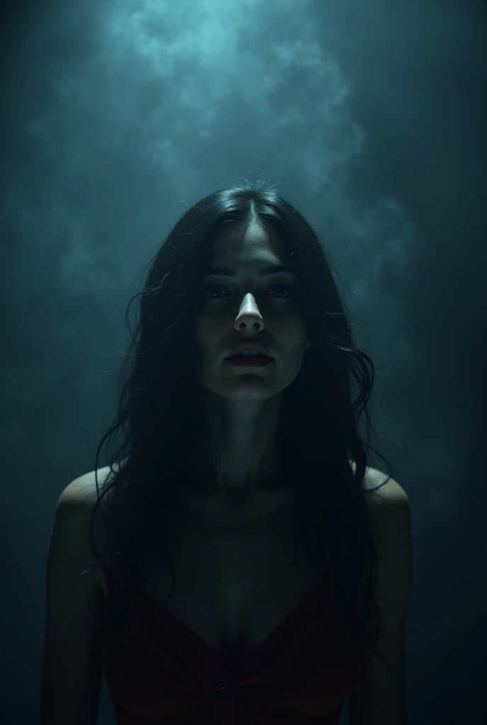 Generate an image, where Lana del Rey sings "beatifull and young" and the background expresses the meaning of this song, the image must be dark tones