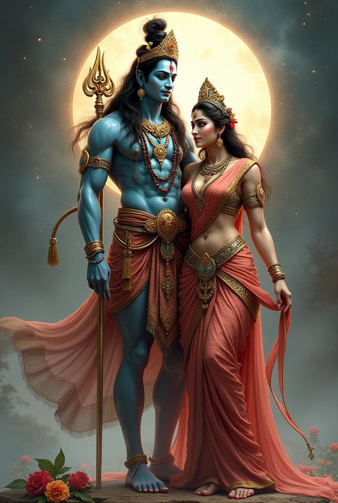 God shiv with Parvati full clothes