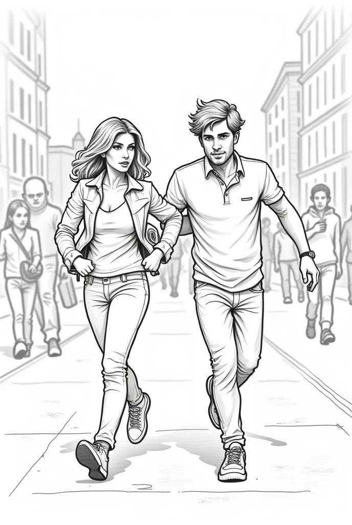Drawing of two people walking and bumping into each other
