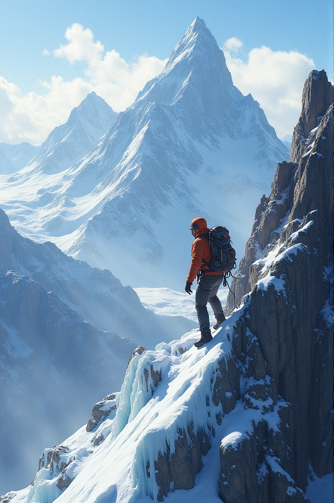 A person climbing mountains and landscapes 