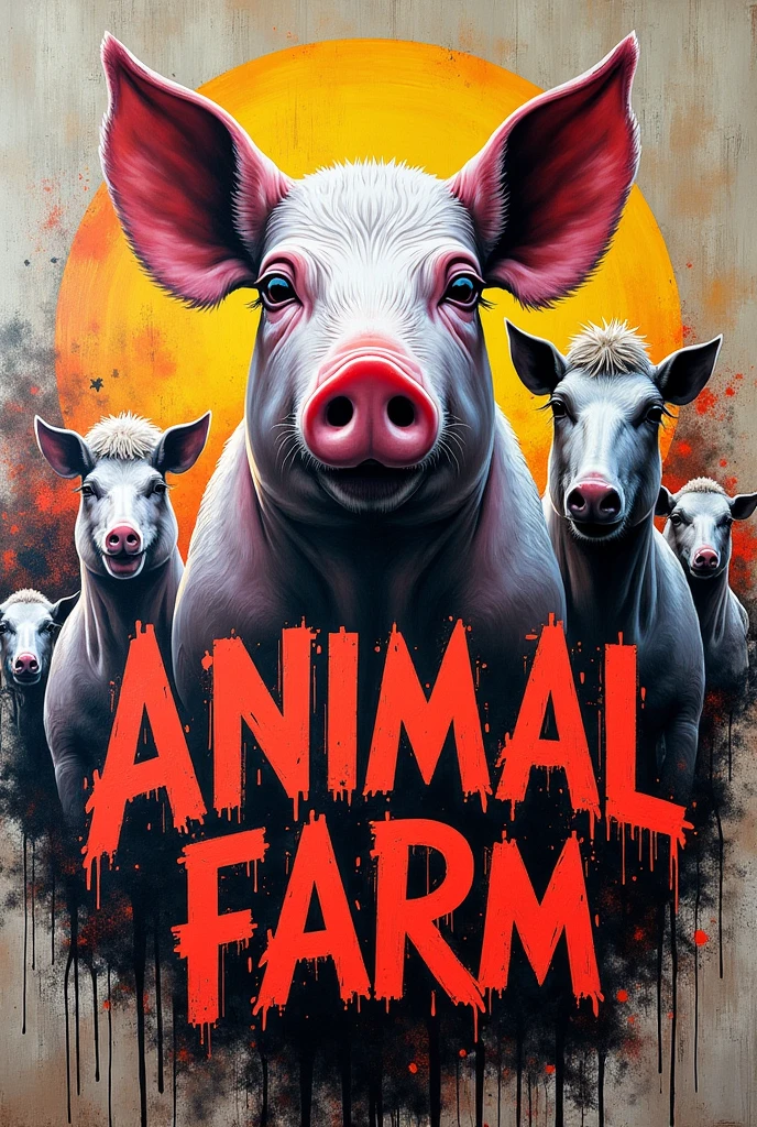 generates images of a throw-up type graffiti of the "Animal Farm"