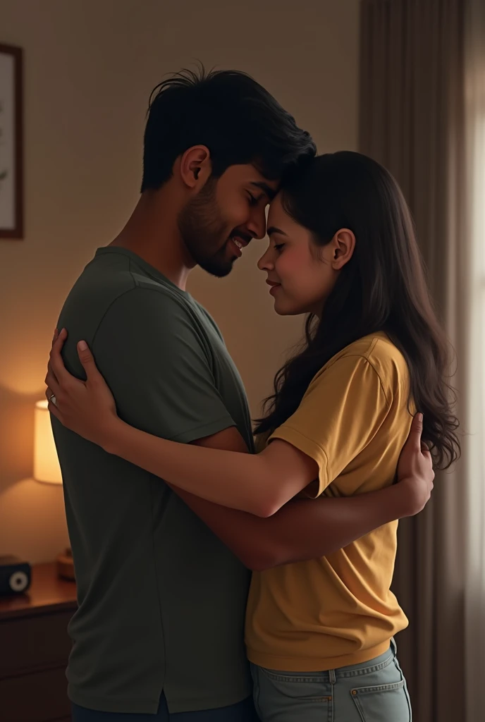 A Bengali guy of 25 year-old is hugging a 32-old    