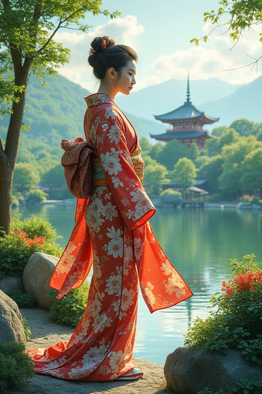 Highest quality、Kyoto、kimono、landscape