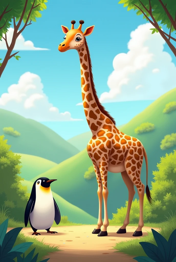 Giraffe and penguin 