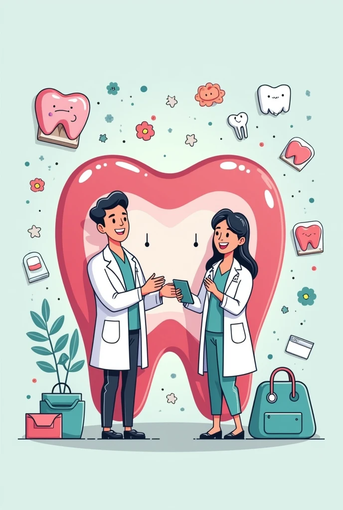 Cartoons about oral pathology for notebook cover