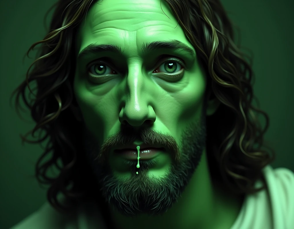 We need an image of Jesus with a runny nose green colour 