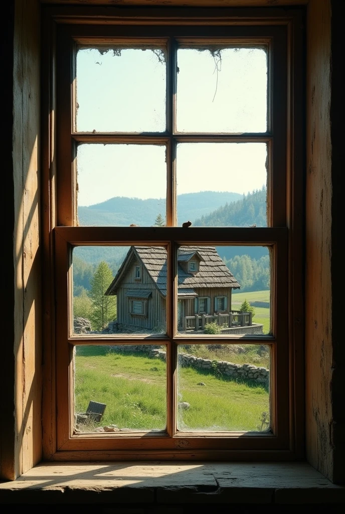 TRANSFORM THE FORMAT INTO 16:9 AND REPLACE THE GLASS WINDOW, THROUGH AN OLD WOOD AND GLASS WINDOW