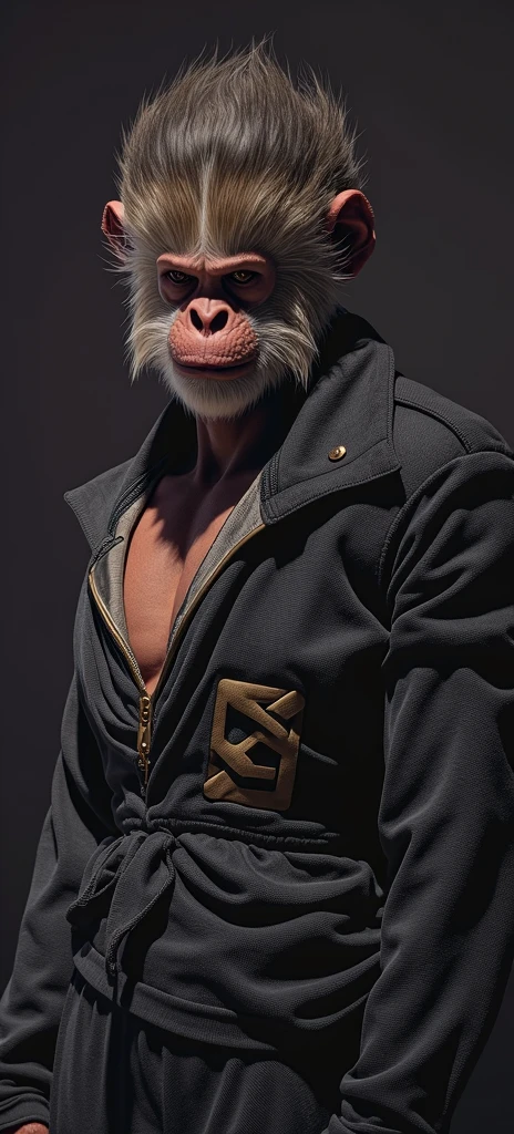 Strong monkey,((Blue POLO shirt)),Clean and wrinkle-free,White pants,sideways,Light up the edges of your clothing,Strong light on the left