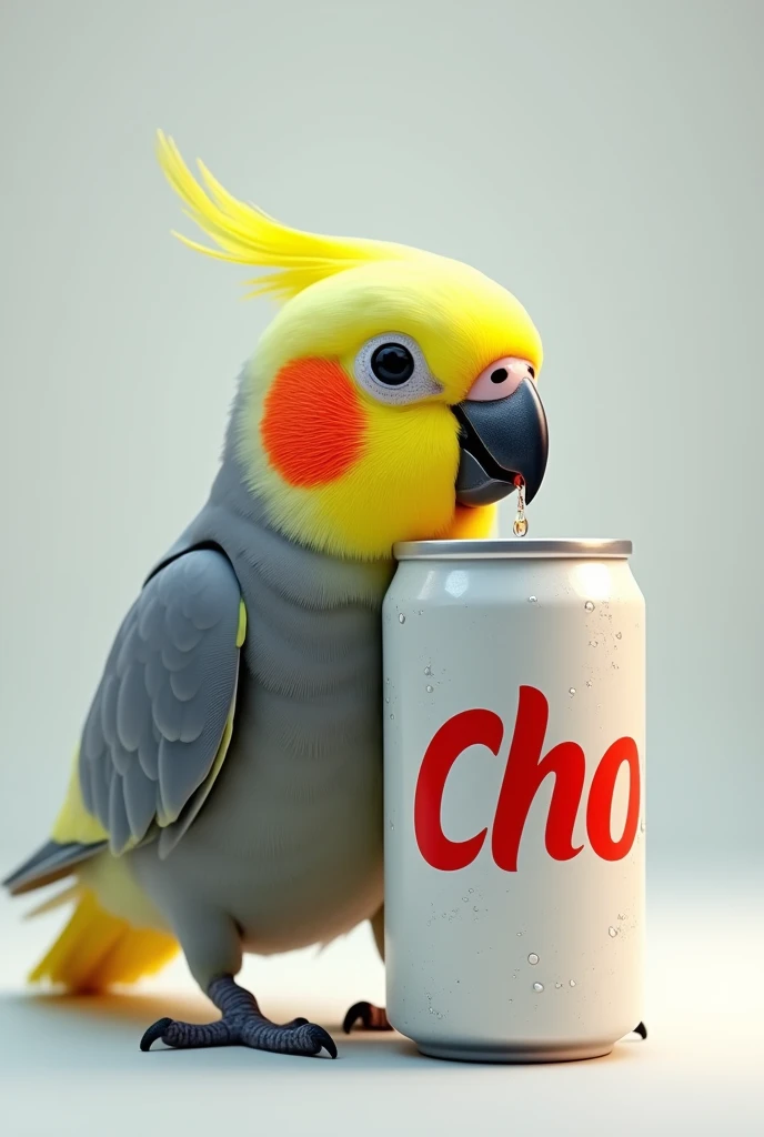 Cockatiel drinking soda 