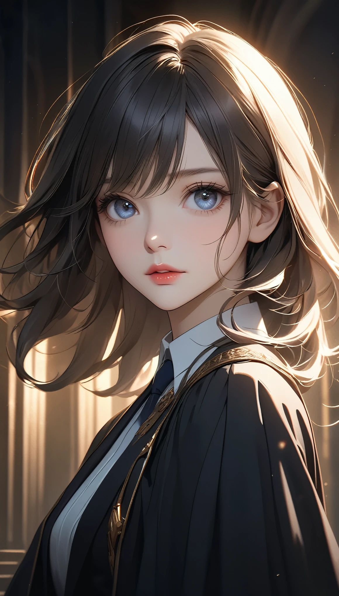 Beautiful and delicate eyes, Beautiful and delicate lips, Extremely detailed eyes and face, Long eyelashes, Elegant female lawyer, Elegant and poised, Guardian of the accused, A beacon of hope in the darkness, Excellent legal defense, Aesthetic defense before historic verdict, Maintaining the rule of law, A clear alibi reveals a clear path, Free from false charges, Wonderful deductive reasoning, Seamless integration，Logically sound, (best quality,4K,8K,high resolution,masterpiece:1.2),Extremely detailed,(Practical,photoPractical,photo-Practical:1.37),Professional Portraits, Dramatic Lighting, Film composition, Moody and atmospheric, Soft tones, Dramatic chiaroscuro