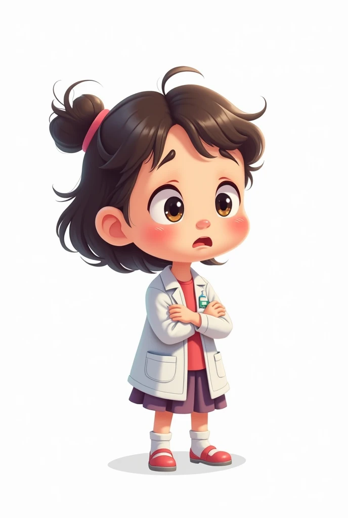 a nine-year-old female child admitted alone to the hospital, leave the image with a white background, in cartoon form