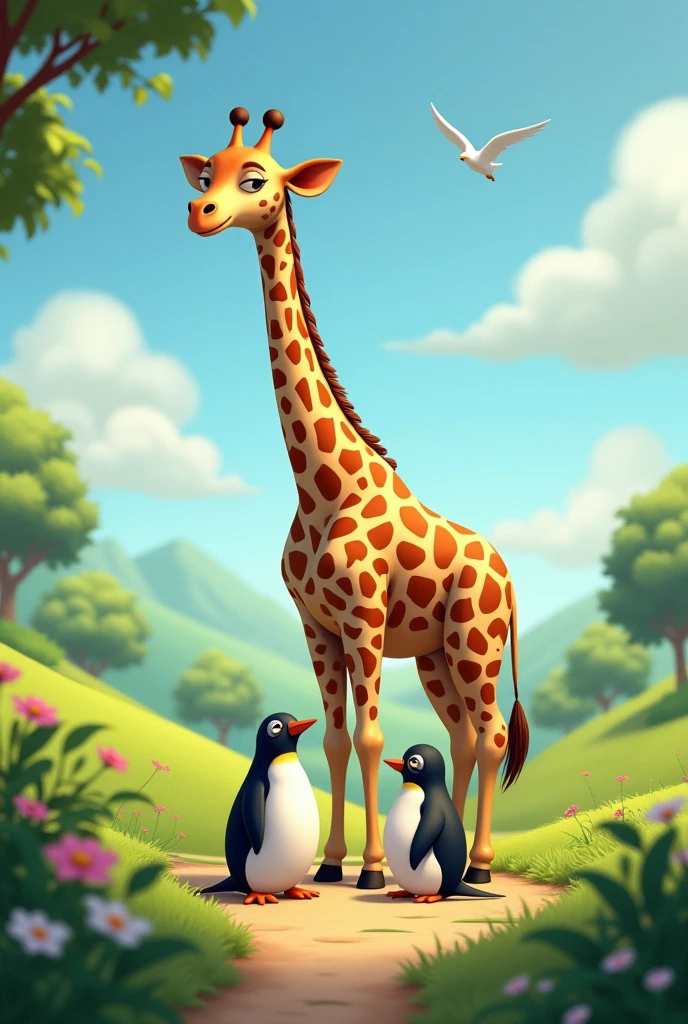 Giraffe and penguin 