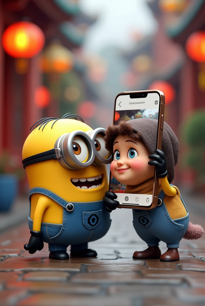 Miniun taking a photo of me with a vertical cell phone asia ami
