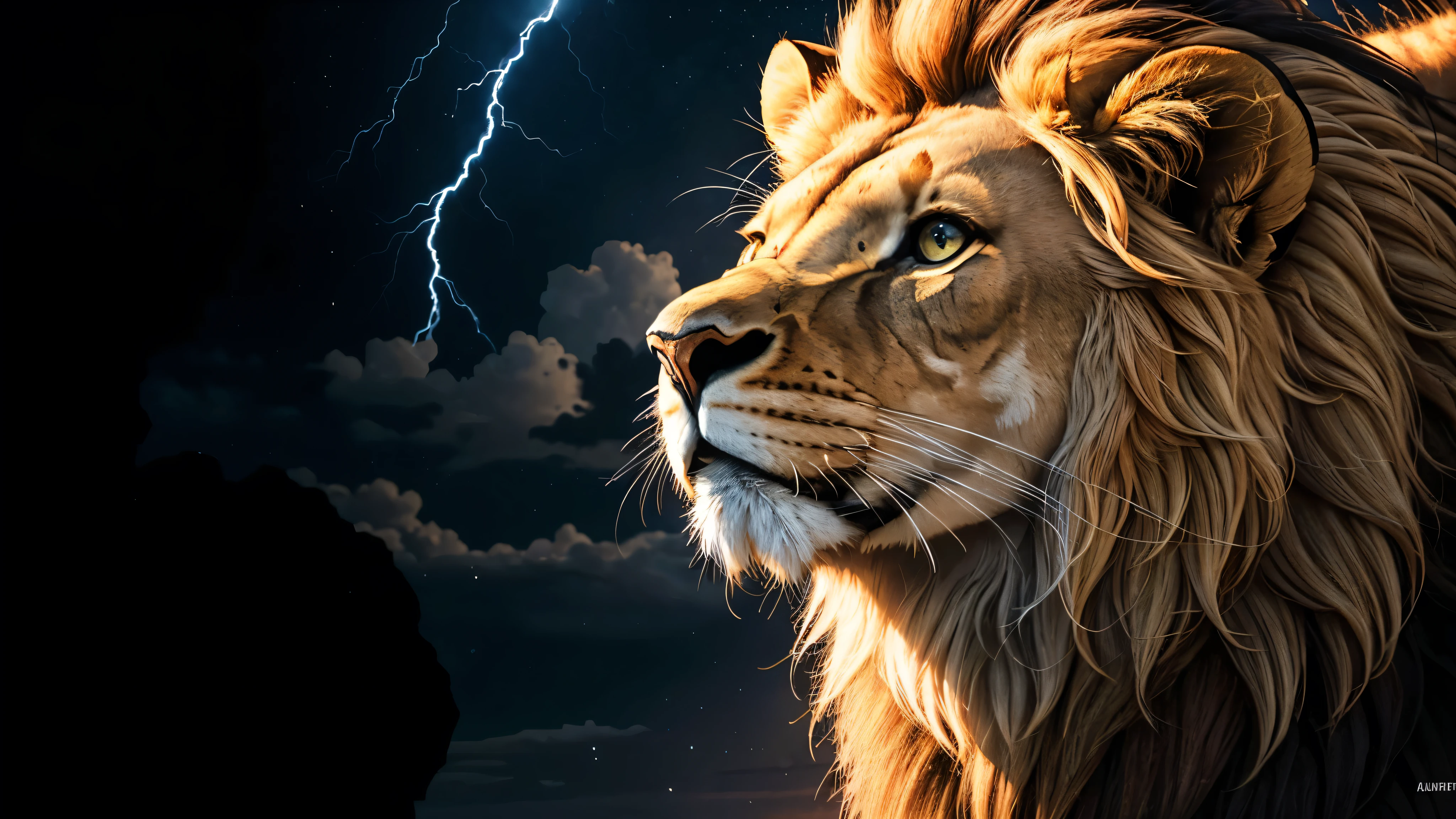 Lion, lions, Divine Lion, naturals, thunder, Realistic Lion, rey, realistic detailed, sunset light, sky, sol da noite, realistic detailed 16K, Eletricidade Detalhada 8k, Texturas realistas de 8k, Cores photorrealistic 8k, fire azul, realistic detailed Fire Bolt, sky Light Detailed, Power of thunder, Divine Realistic, golden crown, golden crown, golden crown, naturey, Linda, Rendering, photorrealistic, UltraHigh definition, 4K, detailed textures, thunder, detailed shadows, detailed colors, neon blue, blue light, lightnings, blue power, naturey Linda, Great Divine, peaceful face, naturalss, lightning, Electric power screw, detailed contrast, realistic contrast, high resolution, detailed colors, fire, villany, divine creature, 8k FullHD, realistic detailed, 16K, 8k, High definition, detailed contrast, realistic contrast, high resolution, detailed colors, fire, villany, divine creature, 8k Realistic Lion Face, Beauty Lion, beleza naturey, realistic detailed, posh, elegance