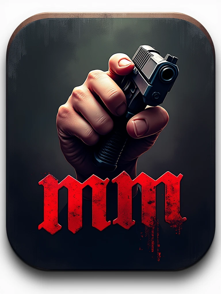 Badass rough app icon with text MM for crime game