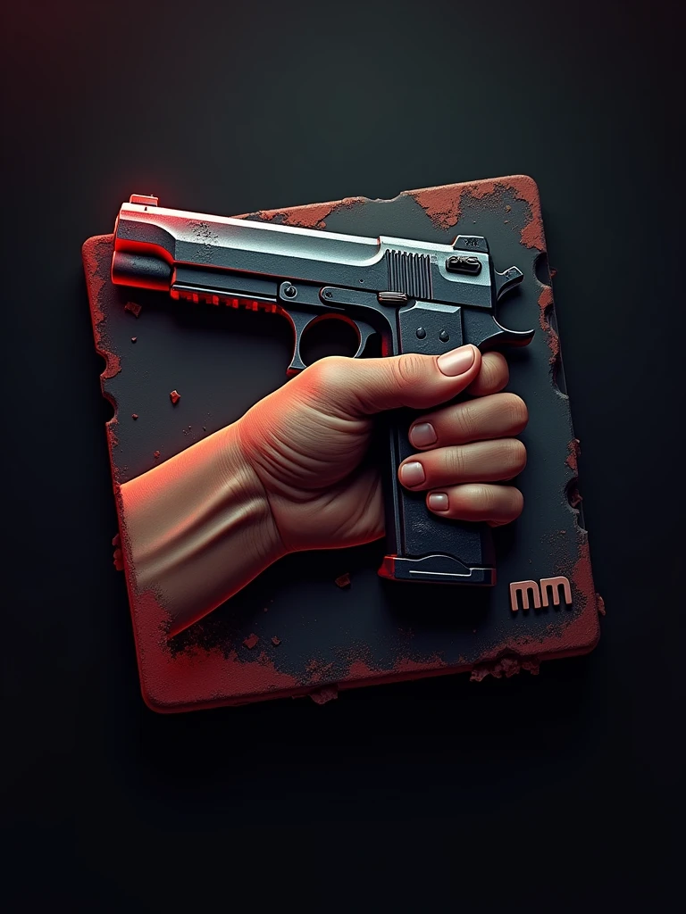 Badass rough app icon with text MM for crime game