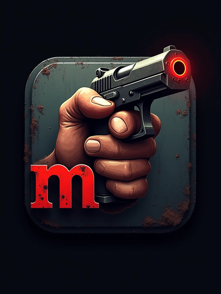Badass rough app icon with text MM for crime game