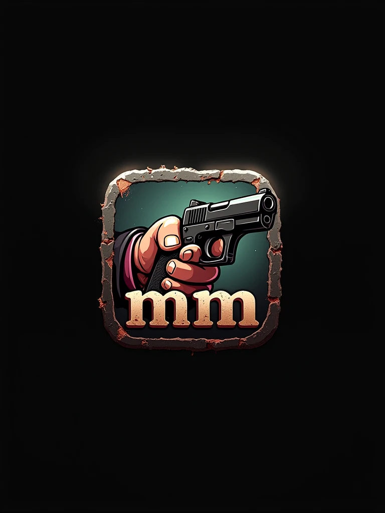 Badass rough app icon with text MM for crime game