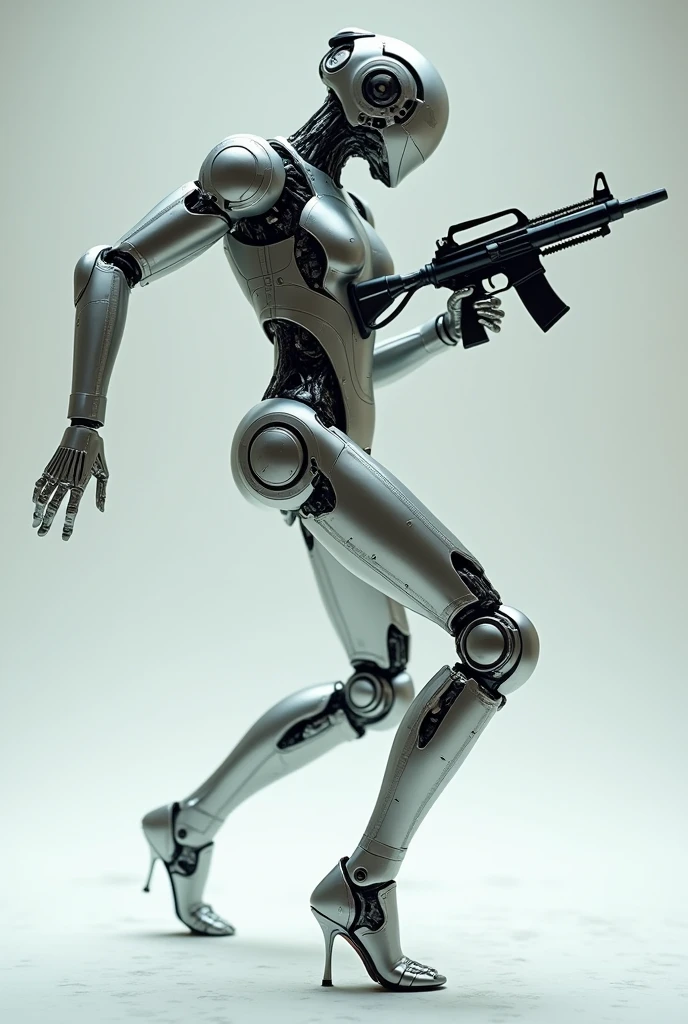 A human shaped machine gun dancing