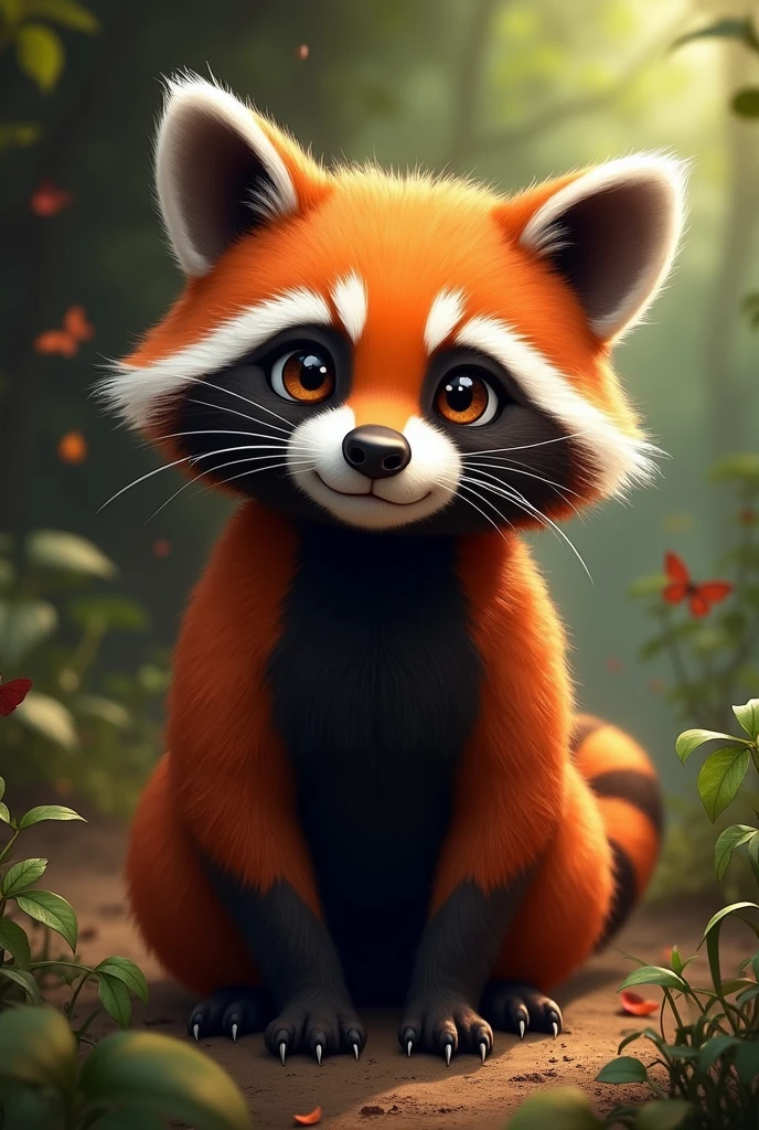 red raccoon with black chest