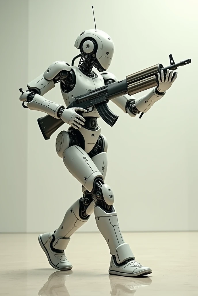 A man shaped machine gun dancing