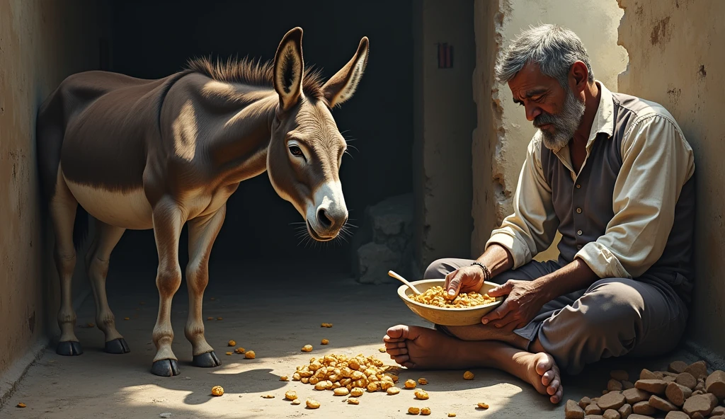Abdul Sameer is , a village boy, playing with some stone's pieces in desert. His two goats and 1 goat ??? are feeding there.in back ground we look a wire's border far away.