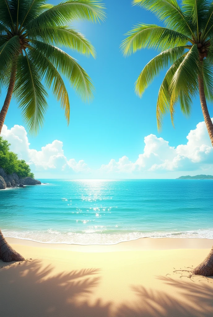 seaside,Beach,Sea view,Sunlight,Coconut Tree,Sea,White Cloud