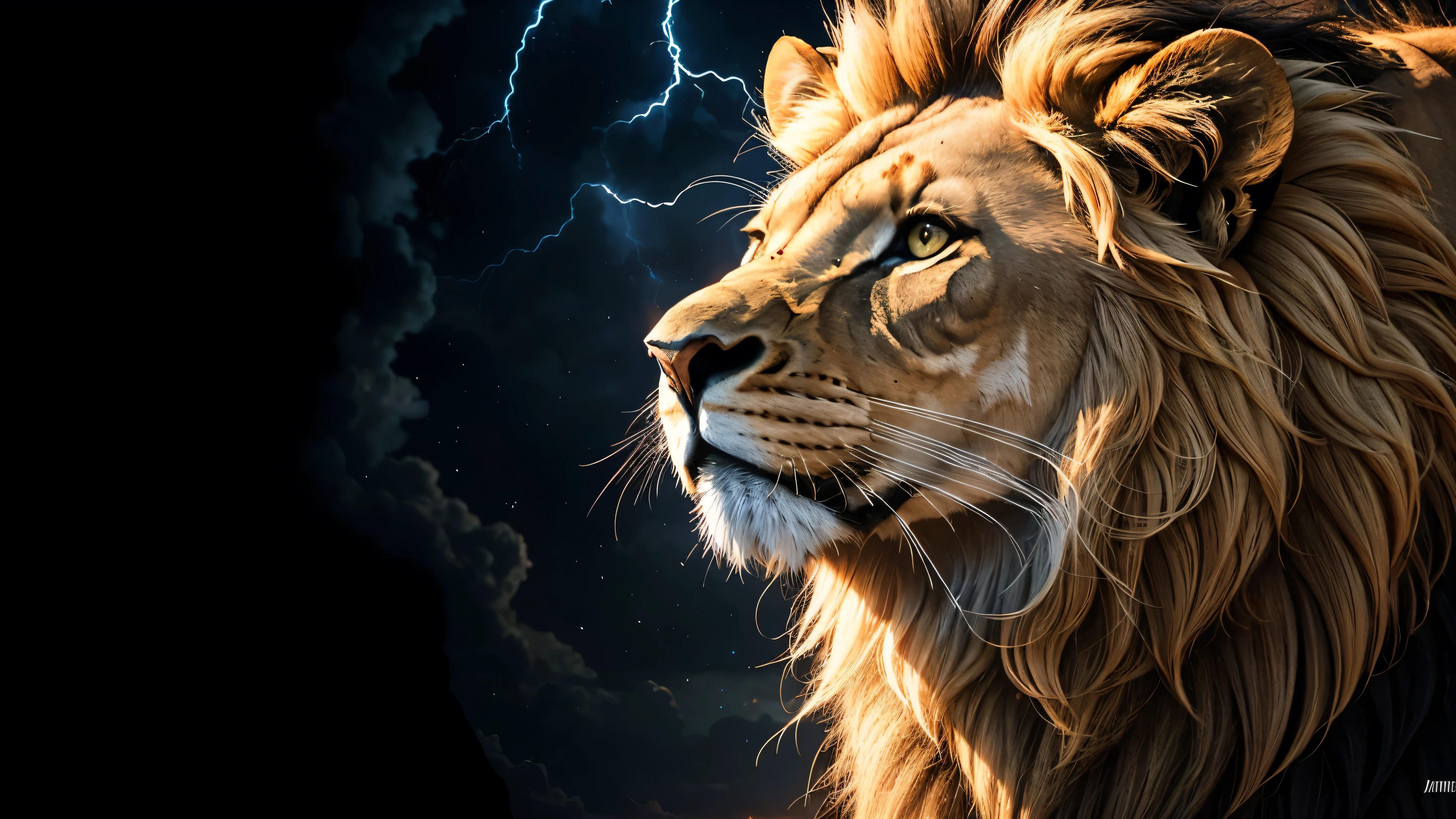 Lion, lions, Divine Lion, naturals, thunder, Realistic Lion, rey, realistic detailed, sunset light, sky, sol da noite, realistic detailed 16K, Eletricidade Detalhada 8k, Texturas realistas de 8k, Cores photorrealistic 8k, fire azul, realistic detailed Fire Bolt, sky Light Detailed, Power of thunder, Divine Realistic, Golden Stars, golden sky, naturey, Rendering, photorrealistic, UltraHigh definition, 4K, detailed textures, thunder, detailed shadows, detailed colors, neon blue, blue light, lightnings, blue power, naturey Linda, Great Divine, peaceful face, naturalss, lightning, Electric power screw, detailed contrast, realistic contrast, high resolution, detailed colors, fire, villany, divine creature, 8k FullHD, realistic detailed, 16K, 8k, High definition, detailed contrast, realistic contrast, high resolution, detailed colors, fire, villany, divine creature, 8k Realistic Lion Face, Beauty Lion, beleza naturey, realistic detailed, posh, elegance