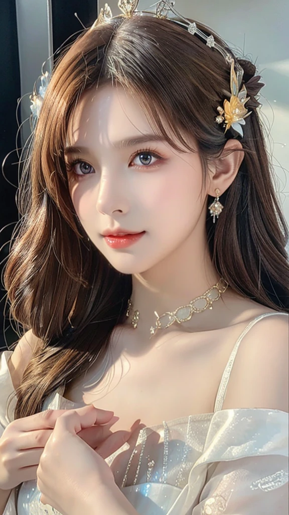 Game Art,CG Animation,Best image quality,Maximum resolution,8K picture quality,(A bust photo),(portrait),(Head close-up),(Rule of Thirds),Unreal Engine 5 rendering works,20 year old girl,((Queen)),The eyes are very detailed,(Large Breasts),Elegance and nobility,Ray Tracing,Game CG,((3D Unreal Engine)),OC rendering reflection mode,4K,Ultra-clear,Translucent lace,Fair and plump figure,Pretty Face,Glossy Gel Coat,The Queen in a luxurious dress,Gorgeous clothing,Luxurious and exquisite jewelry,Colorful makeup,Mermaid Princess,purple eyes,