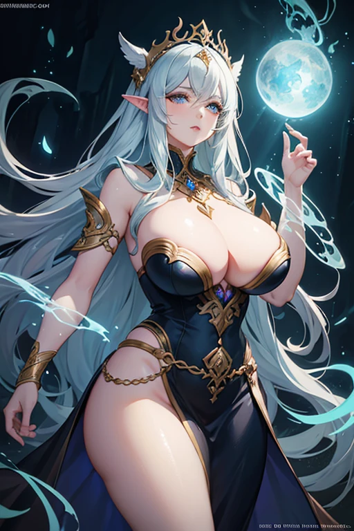 gorgeous curvy sorceress, intricate detailed fantasy character, beautiful detailed eyes, beautiful detailed lips, extremely detailed face and portrait, long flowing hair, dramatic mystical pose, ornate flowing robes, glowing magical aura, dramatic lighting, cinematic composition, epic fantasy landscape, mist and fog, glowing magical effects, digital art, concept art, highly detailed, 8k, photorealistic, hyper detailed