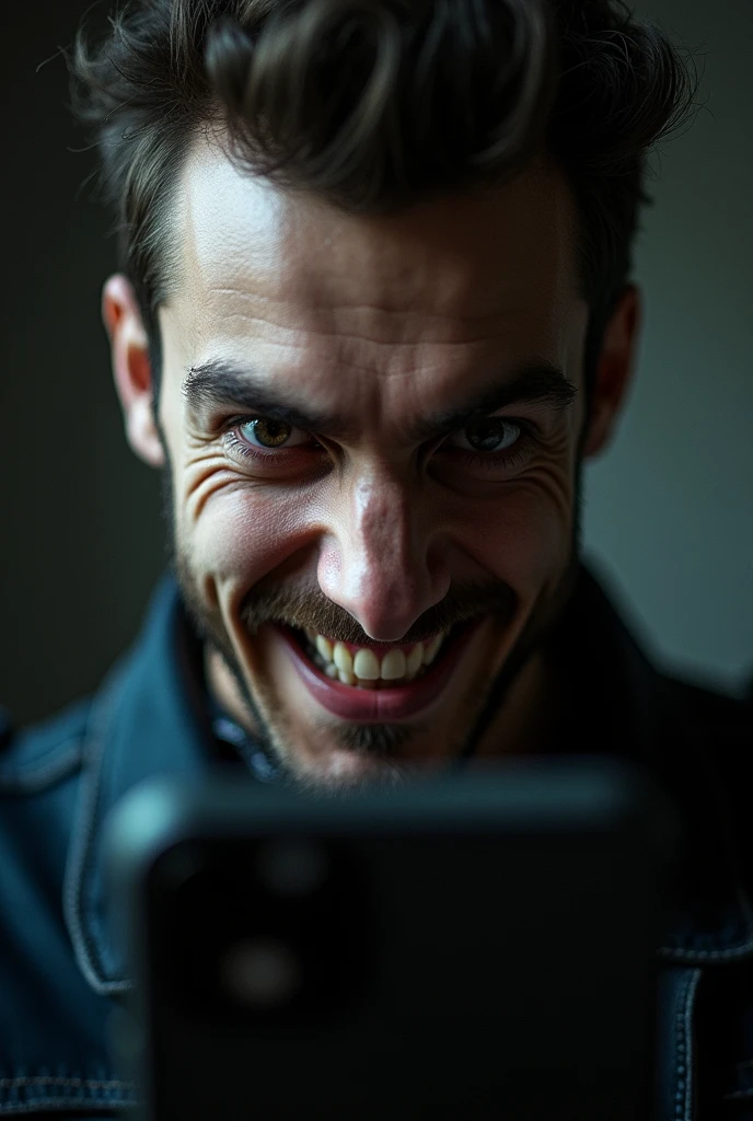 Miniun tomandome una foto Ami con un celular cara de 😈 con la camara trasera de un celular
