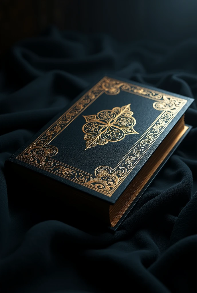 Black and gold bible on a dark background