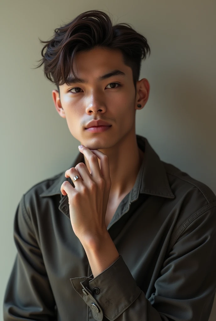 A handsome teenager between and