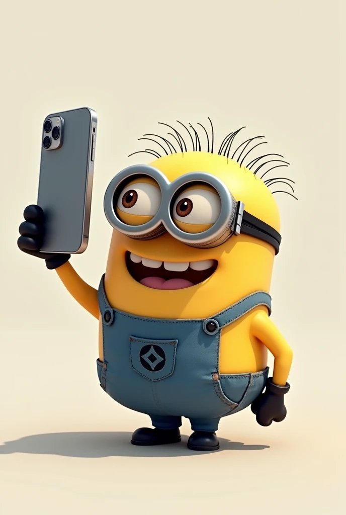 1 Miniun taking a photo of me Ami with a cell phone happy face with the rear camera of a cell phone