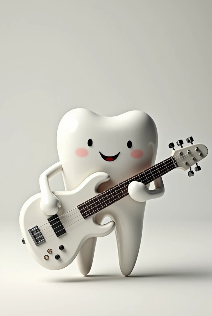 A molar playing the white five-string electric bass.