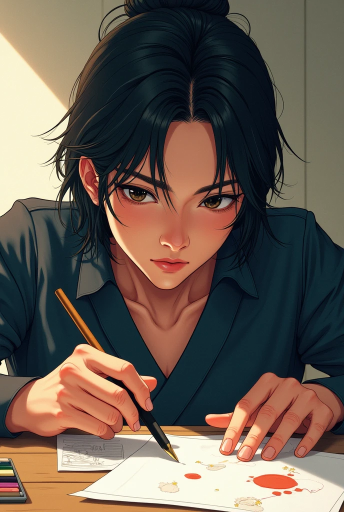 Beautiful Japanese manga artist、Japan anime、Serious face