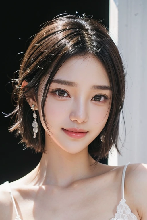 (Two pure Japanese,), (Small breasts:1.5,),(alone,,Textured skin, Detailed skin,Detailed face,Detailed eyes,detailed posing,Natural eyebrows,Sparkling eyes,Attention to detail, Highest quality, Very detailed, Surrealism, ,8k,RAW Photos,Photographicism,Professional Lighting,Ray Tracing,Portrait Photography,Soft Light),((Black Hair, Natural Makeup,Simple Earrings, Bob Hair,smile)),(((Casual Dresses,Wedding hall)))