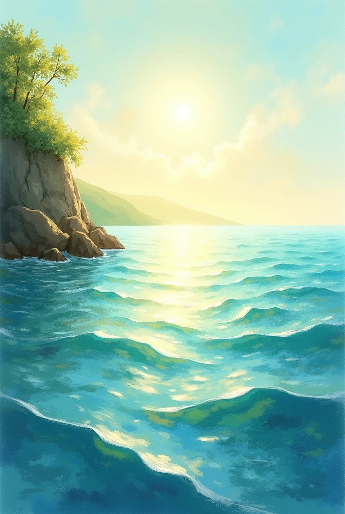 Acrylics color ,natural, peaceful, sea, sunlight,landscape, water color