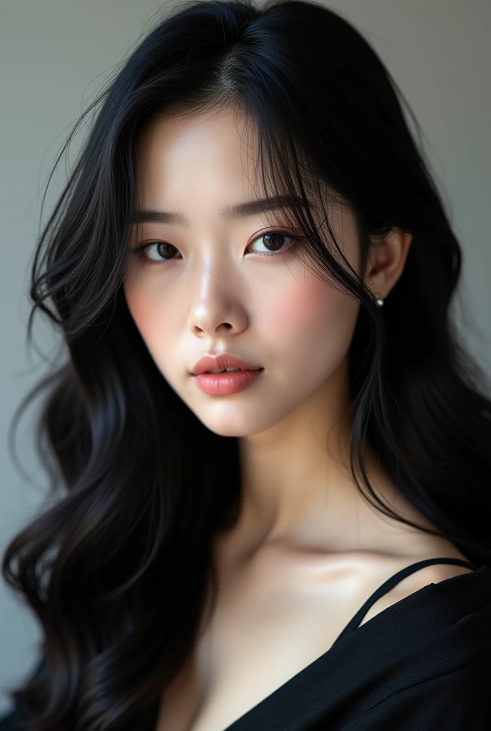 Korean style black hair beauty