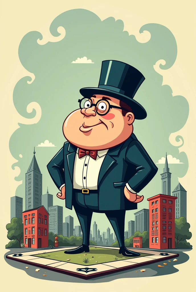 create a drawing that represents the concept of a monopoly, make it cartoonish and simple
