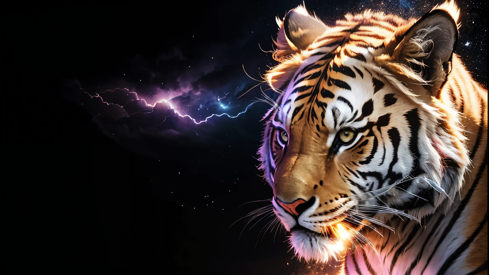 tigre, Divine tiger, naturals, naturals, ferocious, masculine, mighty, Golden and white tiger, Powerful Tiger, naturey bela, Great Realistic, FullHD 8k, Light of sky, sunset night, Clear sky Sun, doradas, offwhite, Branco e doradas, detailed realistic face, 8k Detailed Realistic White Tiger, ultrarealistic 8k |Energia de thunder realista detalhada, Strong Creature realista detalhada, Strong Creature, male lion, Rendering, Fotorrealista 8k, UltraHD Alta definição 8k, Detailed Realista 16K, Nitidez Fotorrealista 8k, 16K photorealistic textures, Contraste Fotorrealista 8k, Sombras Fotorrealistas 8k, Luzes Fotorrealistas 8k, Detailed Realistic Sunset, Detailed Realistic leão Face, Detailed realistic light, detailed textures, thunder, detailed shadows, detailed colors, Celestial Electricity, Golden thunder, Realistic Lion, Ultra Realista 16K, Realista 16K, Realista 16K sharpness, 16K photorealistic textures, 16K realistic colors, powerful creature, Majestic power, Power of Heaven, Great Divine, naturals, detailed contrast, realistic contrast, high resolution, detailed colors, fire, villany, divine creature, 8k, realistic detailed, 16K, 8k, High definition, detailed contrast, realistic contrast, high resolution, detailed colors, fire, villany, divine creature, Realistic Power, Realistic Tiger, naturals thunders, Strong Eyes, naturey, fire, Sky P9wer, Water Power, thunder, realistic detailed, chic, ferocious,