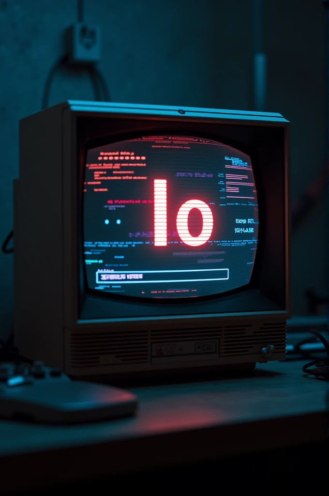 A close-up of a retro computer screen displaying the text “LO” with a loading bar and a glitch effect, indicating a system crash.