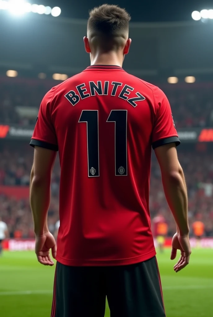 Manchester United shirt with BENITEZ name and number 11 in black
